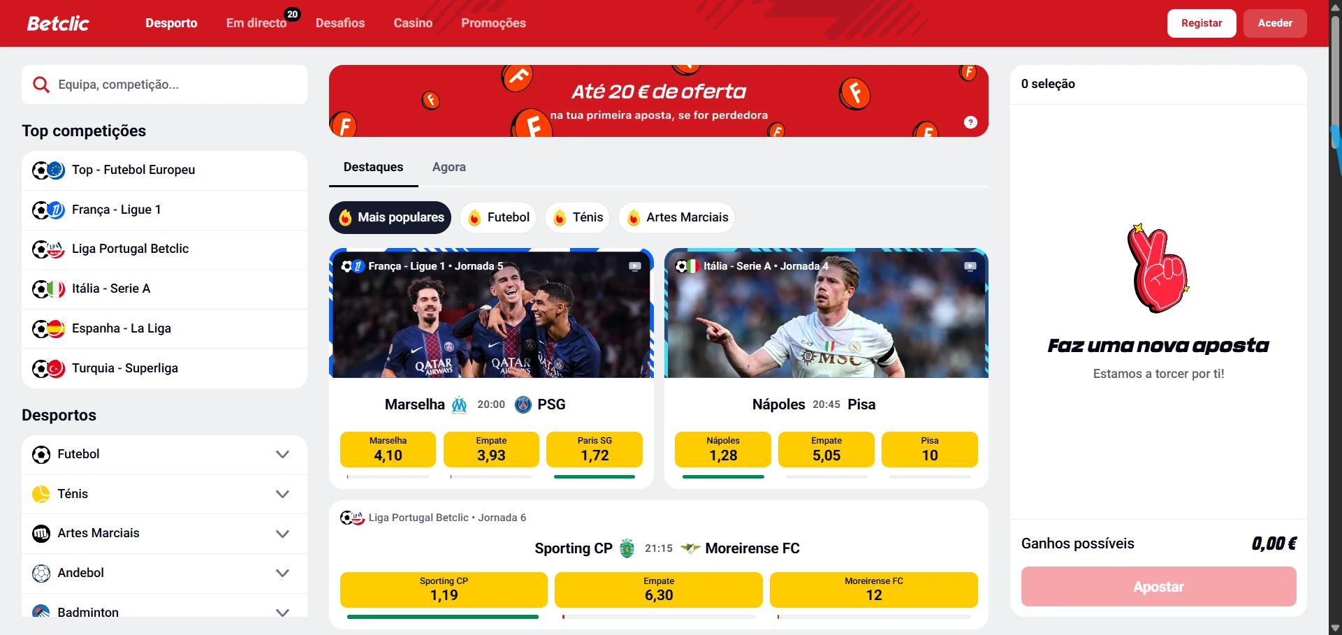 Betclic interface